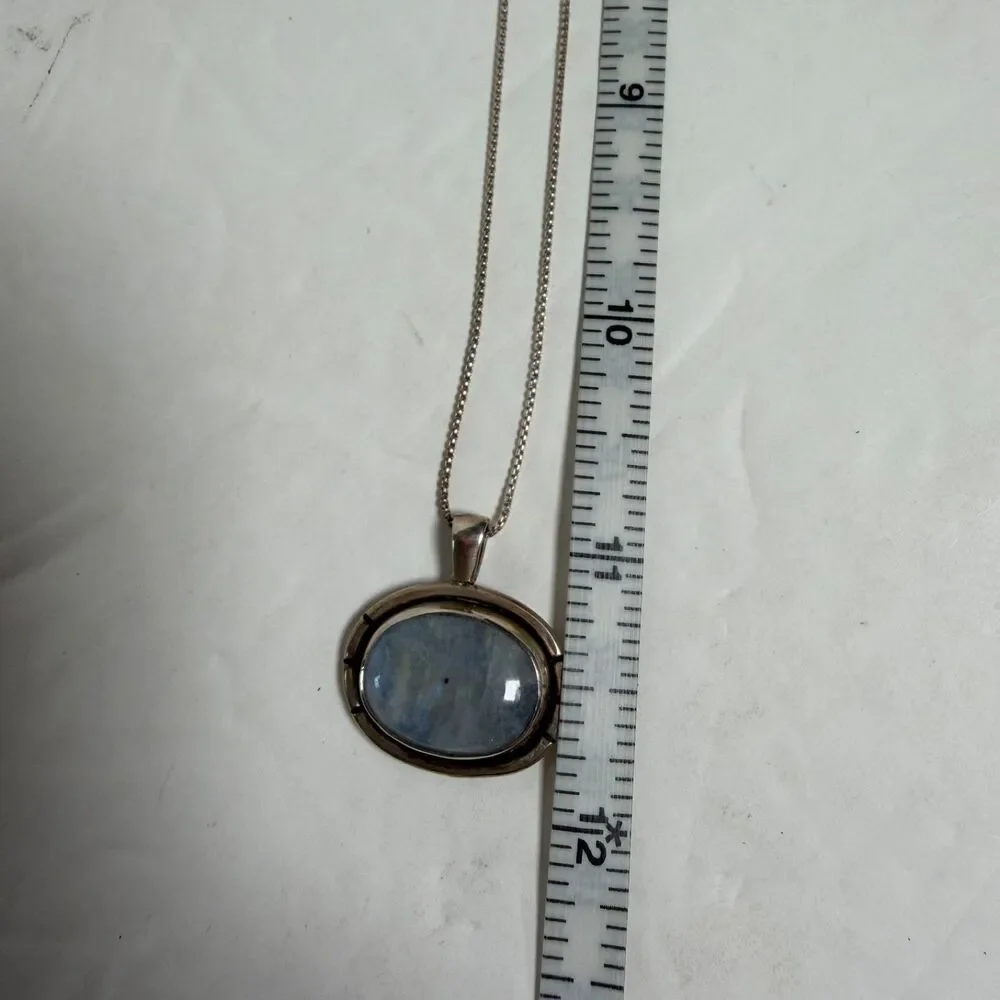 H Rose 925 Sterling Silver Rainbow Moonstone Pendant Necklace 22